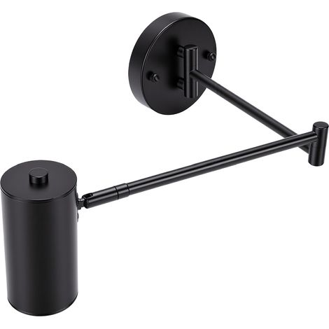 Applique murale avec bras articulé, lampe de lecture réglable, base métallique pliable à double articulation, LED blanc chaud pour chambre, couleur noire. (1/5)