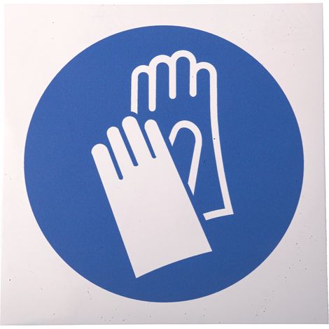 Panneau obligation, avec pictogramme : Gants de protection obligatoires, Auto-adhésif, en Vinyle ( Prix pour 1 )