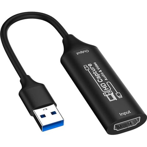 Carte d'acquisition vidéo HDMI 4K USB 3.0 pour le streaming en direct et l'enregistrement, compatible avec ordinateurs et consoles (noir) (1/5)