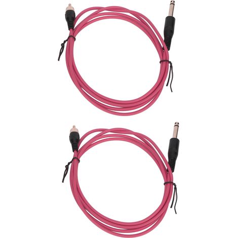 Lot de 2 câbles de 1,8 m (5,9 pi) avec clip pour tatouage, interface RAC, en cuivre et silicone, couleur pêche rouge. (1/5)