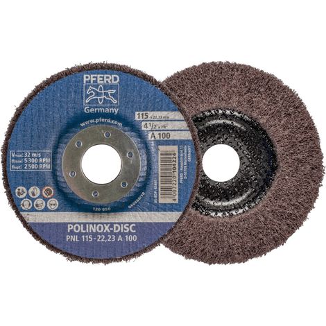 PFERD POLINOX Vlies-Schleifdisc PNL Ø 115 mm Bohrung-Ø 22,23 mm A100 für Feinschliff und Finish (1/5)