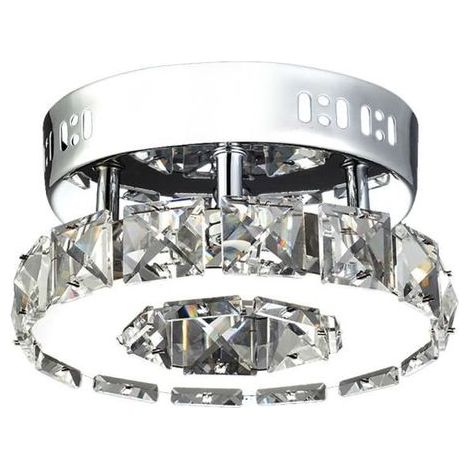 LED Kristall Deckenleuchte, Runde Moderne Deckenlampe Edelstahl Kronleuchter für Wohnzimmer, Esszimmer, Küche, Kinderzimmer (Warmweiß)