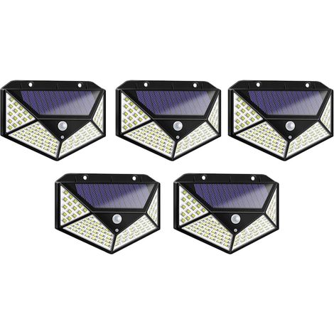 SET di 5 lampade da esterno con 100 LED, ricarica solare e sensore di movimento. (1/4)