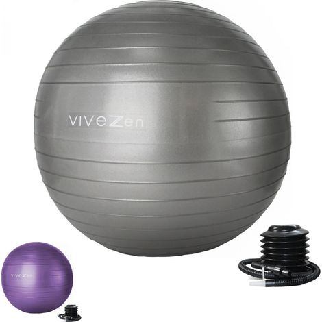 Ballon de yoga, fitness, gymnastique, grossesse en PVC antidérapant - Diam 85 cm - Gris - Vivezen