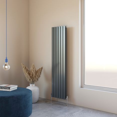 Acezanble 1600x408mm Double Anthracite Vertical Flat Panel Central Heating Designer Radiator