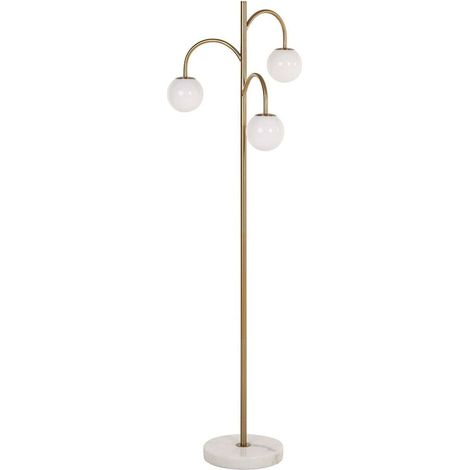 Lampadaire doré design globe verre et base marbre blanc - doré avec base marbre blanc (1/4)
