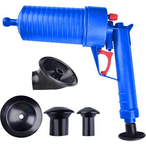 Déboucheur à air comprimé haute pression pour WC, WC, salle de bain, douche, cuisine et baignoire. Kit de débouchage pour baignoires et toilettes. (1/5)