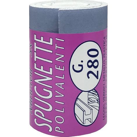 IQ2 TOOLS Carta abrasiva, minirotolo, spugna soft, grana 280, 5 pretagli