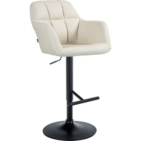 Sgabello da bar seggiolone x1 Funzione di rotazione a 360° in PVC crema con cuciture decorative base in metallo nero 100005260