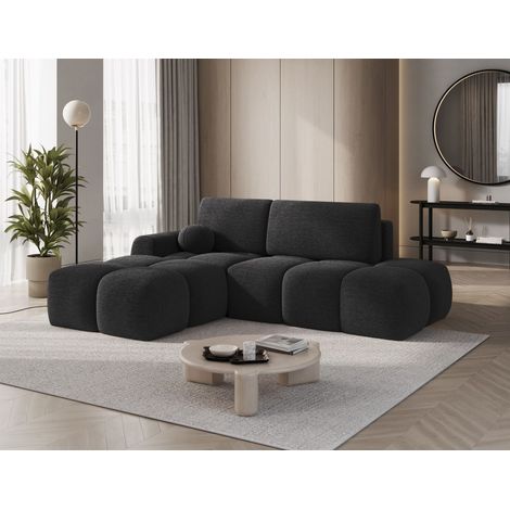 Ecksofa mit Schlaffunktion Sofa PLAY Stoff Coral Anthrazit Ottomane Links (1/5)