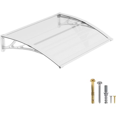Auvent de Porte d’Entrée 100 × 100 cm, Marquise en Polycarbonate Transparent, Toit de Protection Résistant Contre la Pluie et Les Rayons UV, Gris pour Maison et Entrée (1/5)