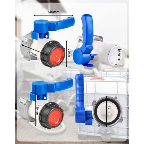 Adattatore universale IBC da 75 mm per valvola di serbatoio in plastica da 1000 litri, adattatore a farfalla per rubinetto IBC, raccordo per serbatoio da 1000 litri per serbatoio di acqua piovana - 75 (1/4)