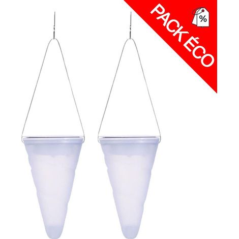 Lot de 2 lanternes lumineuses LED solaires HANG CREAMY W34 Lumisky® (1/4)