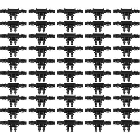 50 pièces de raccords de tuyau de micro-irrigation à 4 voies, filetage 8/11, 4/7 mm, accessoires pour l'irrigation goutte à goutte (1/5)