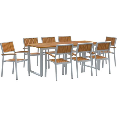 Maison Exclusive - Set da Pranzo per Giardino 9 pcs Grigio