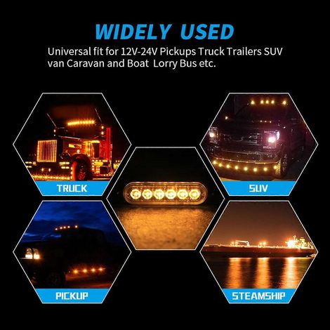 Lot de 2 feux stroboscopiques LED 12-24 V pour avertissement, feux clignotants d'urgence et barre lumineuse de signalisation pour voiture. (1/4)