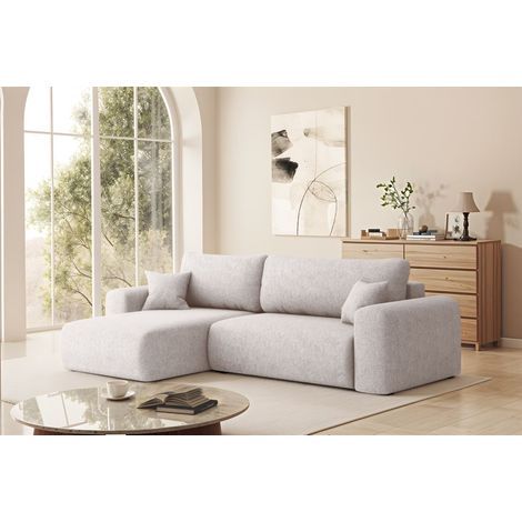 Ecksofa Schlafsofa FLORA Stoff Verita Beige Ottomane Links