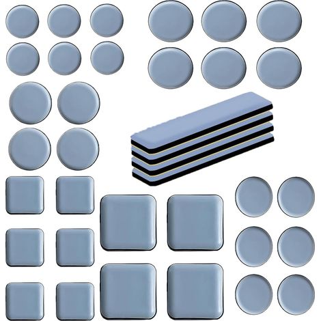 36 Pièces Patins Glisseurs pour Meubles, Patin Chaise Rond Patin Glissant Carré Patin Glisseur Adhesif de Meuble Adhésifs Tour et Rectangulaire (1/5)