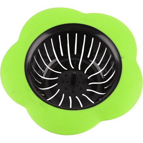 Crépine d'évier en plastique en forme de fleur, bouchon de vidange, accessoires de cuisine et de salle de bain (vert)