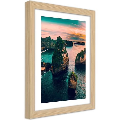 Quadro con cornice, Rocce in un oceano turchese - 20x30 (1/5)