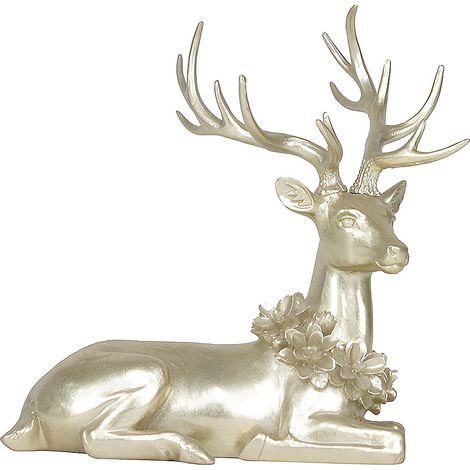 Renna Seduta in Oro Elegante Complemento d'arredo Natalizio Alta 25 cm Decorazione per le Feste idea regalo per natale