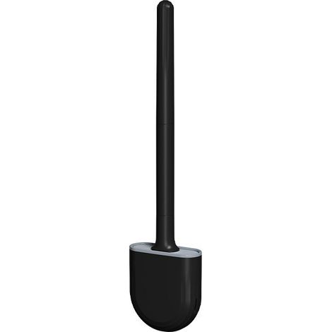 x schwarze Silikon-Toilettenbürste, Toilettenbürste, Silikon-Toilettenbürste und Halter mit weichen Borsten und rutschfestem Griff, Silikon-Toilettenbürste, schnell reinigende hängende Toilettenbürste (1/3)
