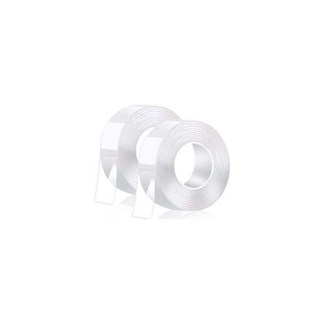 6M Nastro Adesivo Biadesivo Extra Forte, Trasparente Lavabile Nano Tape, Multifunzionale Riutilizzabile Rimovibile Senza Tracce Antiscivolo Biadesivo Gel (3 Metri 2 Rotoli - 2 CM x 1 MM) (1/5)