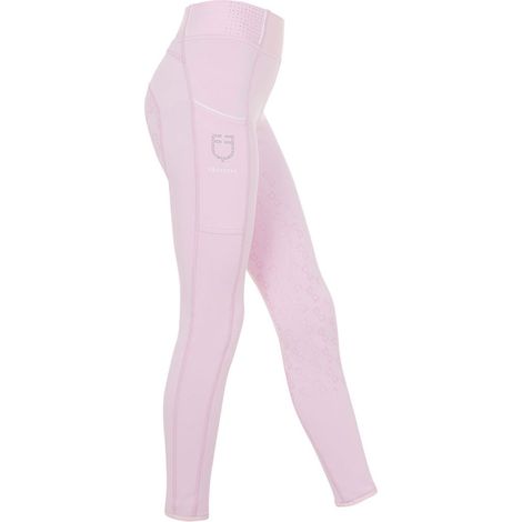 Leggings equitazione bambina slim fit a vita alta in tessuto tecnico con strass : 14 anni, rosa ballerina