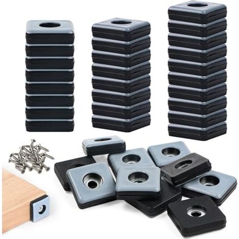 [JAMAIS UTILISÉ] Patins en téflon à visser, lot de 36. Patins en téflon pour meubles, à visser, 25 x 25 mm (carrés), avec vis en acier inoxydable. Kit de patins pour meubles, sols, fauteuils, pieds de (1/5)