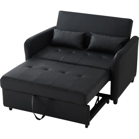 Canapé-lit 2 places convertible avec dossier 3 positions, cuir régénéré anti-éclaboussures, couchage 156 x 100 cm, idéal petits espaces et salon compact CHICFURN (1/5)