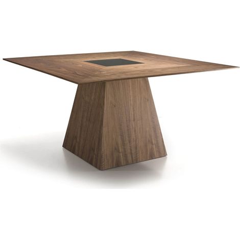 Table Design Moderne en Bois avec Centre Noir Esthétique - Noyer, noir (1/4)