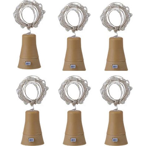 Luminaire Solaire Pour Bouteille - 20 LED - Panneau Solaire Intégré - Étanche - Convient Bouteilles Vin Bière Soda - Lot de 6 (1/5)