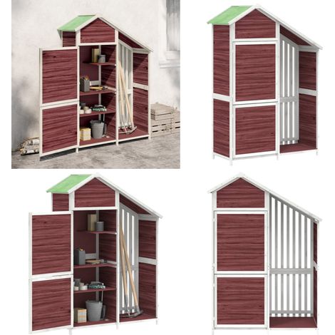 Abri à outils de jardin moka 120x53,5x170 cm bois massif pin - Abri De Jardin - Cabane De Jardin - Rangement Extérieur - Outillage De Jardin - Stockage Jardin - Home & Living (1/5)