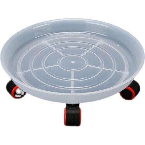 Plateau blanc pour pot de fleurs, diamètre intérieur de 18 cm, base mobile pour pot de fleurs avec roulettes, support pour pot de fleurs. (1/5)