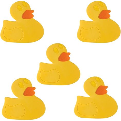 Lot de 5 stickers figurines antidérapantes de douche ou baignoire PVC DUCK Jaune Spirella (1/3)