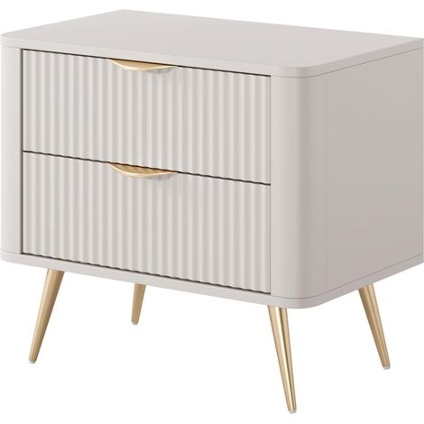 Comodino: due cassetti, mobili: Cashmere, gambe dorate, 63,2 x 55,3 x 38cm (1/5)
