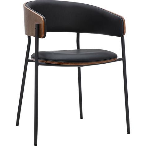 Chaise design noire et bois foncé noyer DANTE (1/5)