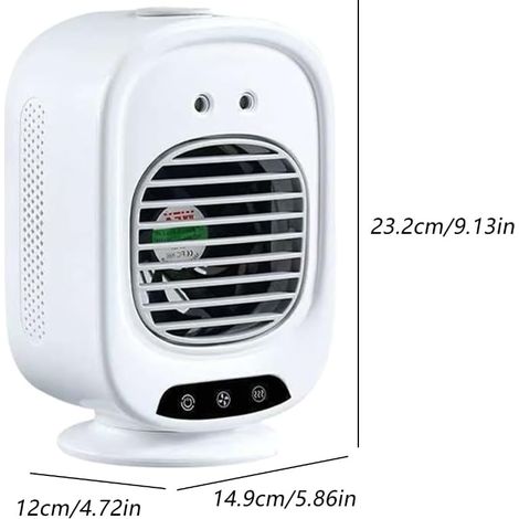 climatiseur mobile sans évacuation,280 ml Grand réservoir d'eau,À double trou pulvérisation Port Type-C, Travail Blanc (1/4)