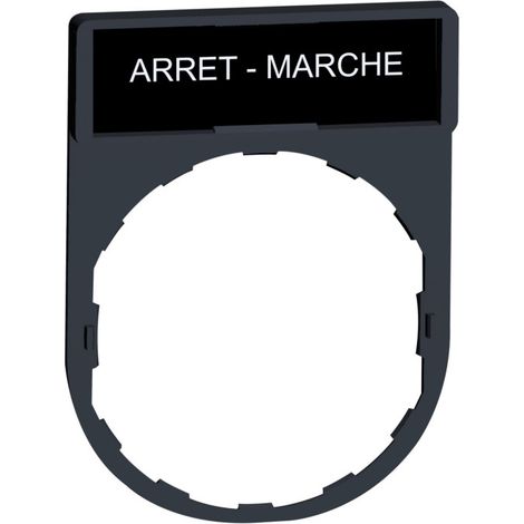 Schneider Electric – Porte-étiquette Harmony 30x40 avec étiquette 'ARRET-MARCHE' 8x27 – Blanc/noir – Pour unités de commande et signalisation