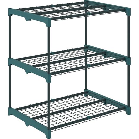 Étagère à plantes 3 niveaux gain de place en acier, 72 cm, pour intérieur et extérieur, compacte pour balcon et terrasse, vert foncé  CHICFURN (1/5)