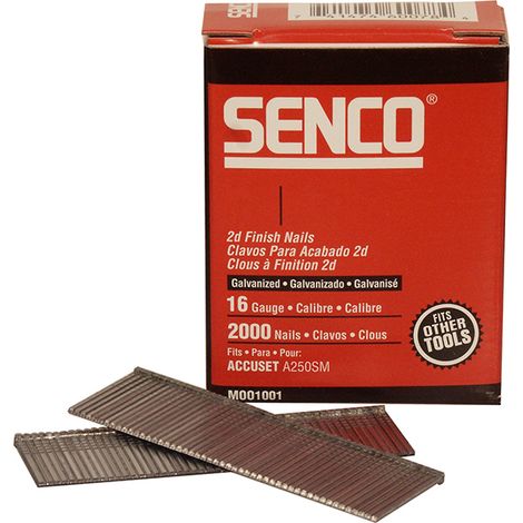 SENCO 16G Straight Brad Nails Galvanised 50mm Pack of 2000