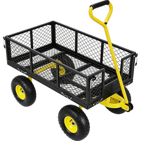 Carrello da giardino, design robusto, capacità di carico 900 libbre, colore nero. (1/2)