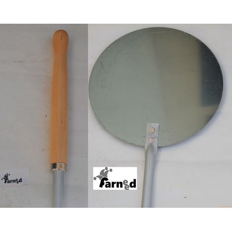 PALA PER PIZZA FORNO IN ALLUMINIO CON MANICO IN LEGNO TONDA 30 cm.