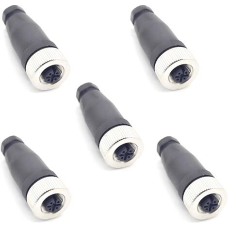 5 Pcs M12 5 Pôles Femelle Connecteur, IP67 Étanche A Codés Droits 5 Broches sur Place à Vis Capteur 12mm M12 5 Core Connecteurs Ronds Accessoires pour l'automatisation Industrielle 125V 4A AC/DC (1/5)