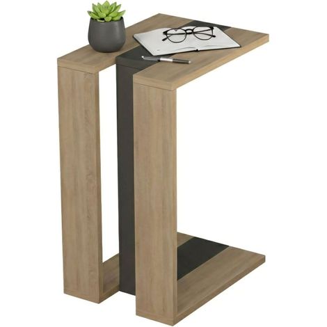 Dmora - Wohnzimmertisch Calliope, Niedriger Wohnzimmertisch, Kaffeeregal, Couchtisch für Sofa, 30x40h57 cm, Eiche und Anthrazit, mit verstärkter Verpackung
