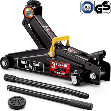 Deuba Hydraulischer Wagenheber 3 Tonnen kompakt Tragegriff Roll- und Lenkbar inkl. Gummiauflage Rangierwagenheber
