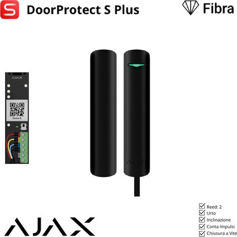 44394 - Superior - DoorProtect Plus Fibra - Rilevatore di apertura magnetico, cablato, con sensore urto e inclinazione - colore black - Ajax sicurezza professionale