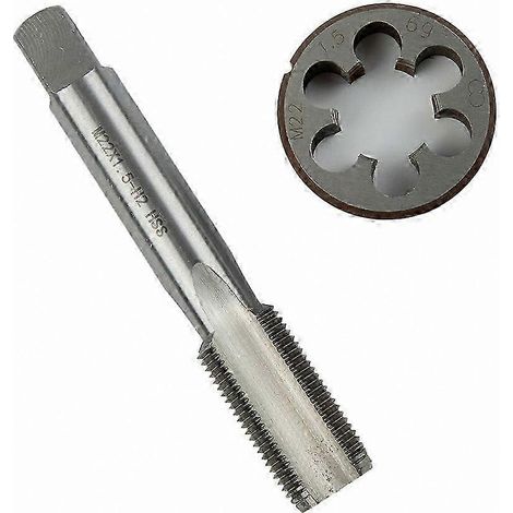 Jeu de tarauds et filières métriques M22 x 1,5 mm, acier rapide, filetage à droite (1/4)