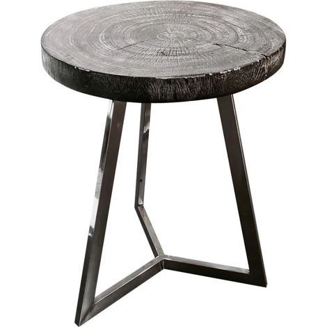 Bout de canapé/Table d'appoint en bois de teck peint en noir – REGLYS (1/5)