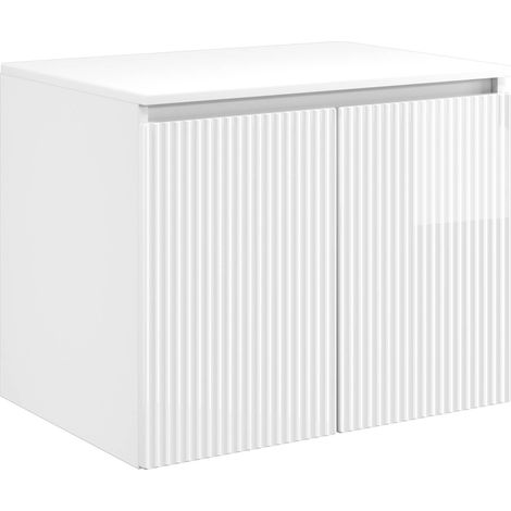 Mueble de baño montado en la pared Blanco Brillante vidaXL
